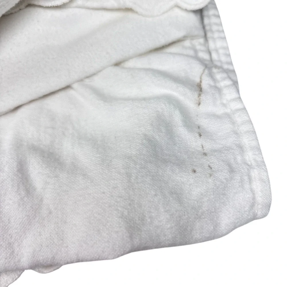 Cottagecore Shabby Chic Flat Sheet White Eyelet Lace Cotton Flannel KING